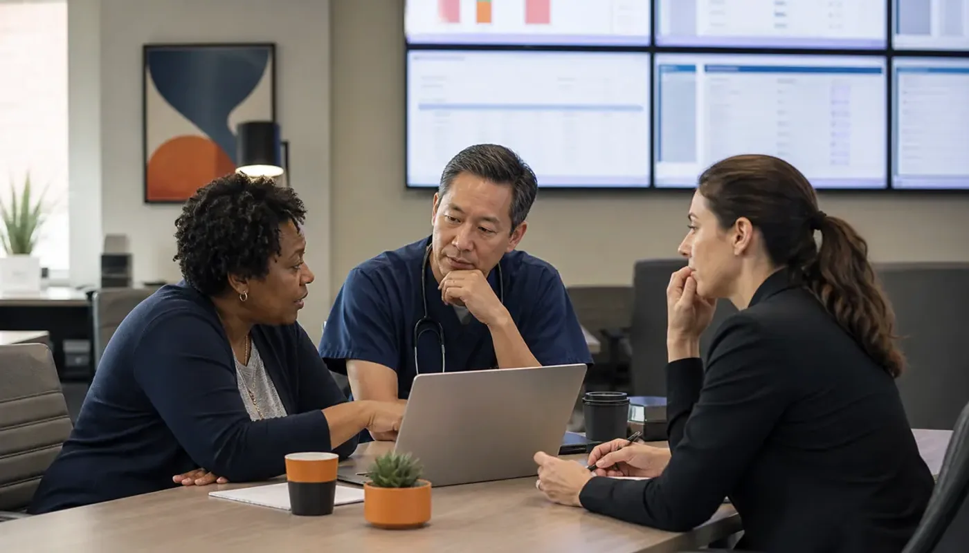 Ambulatory surgery center administrator reviewing billing workflow