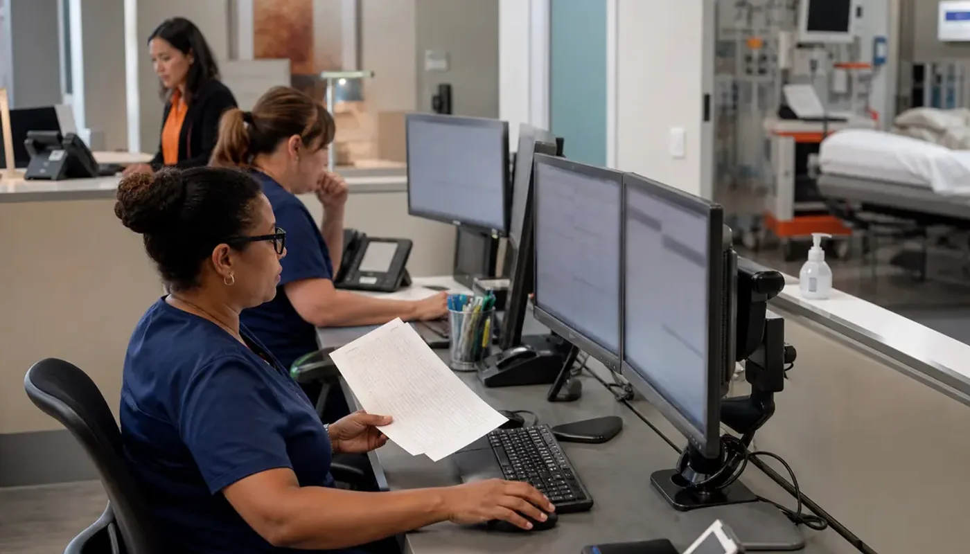 Practice administrator preparing credentialing for a new physician