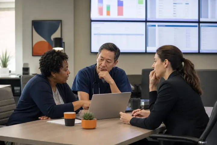 Medical practice team planning a medical billing company transition