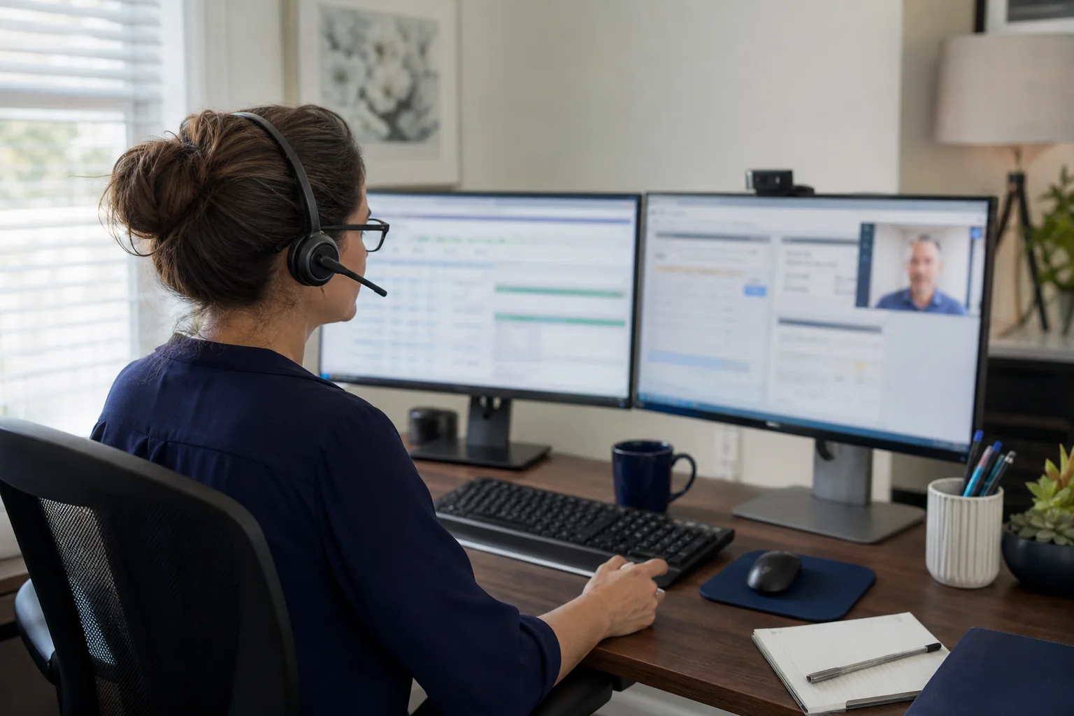 Practice manager and billing lead comparing medical billing software workflows in a clinic conference room
