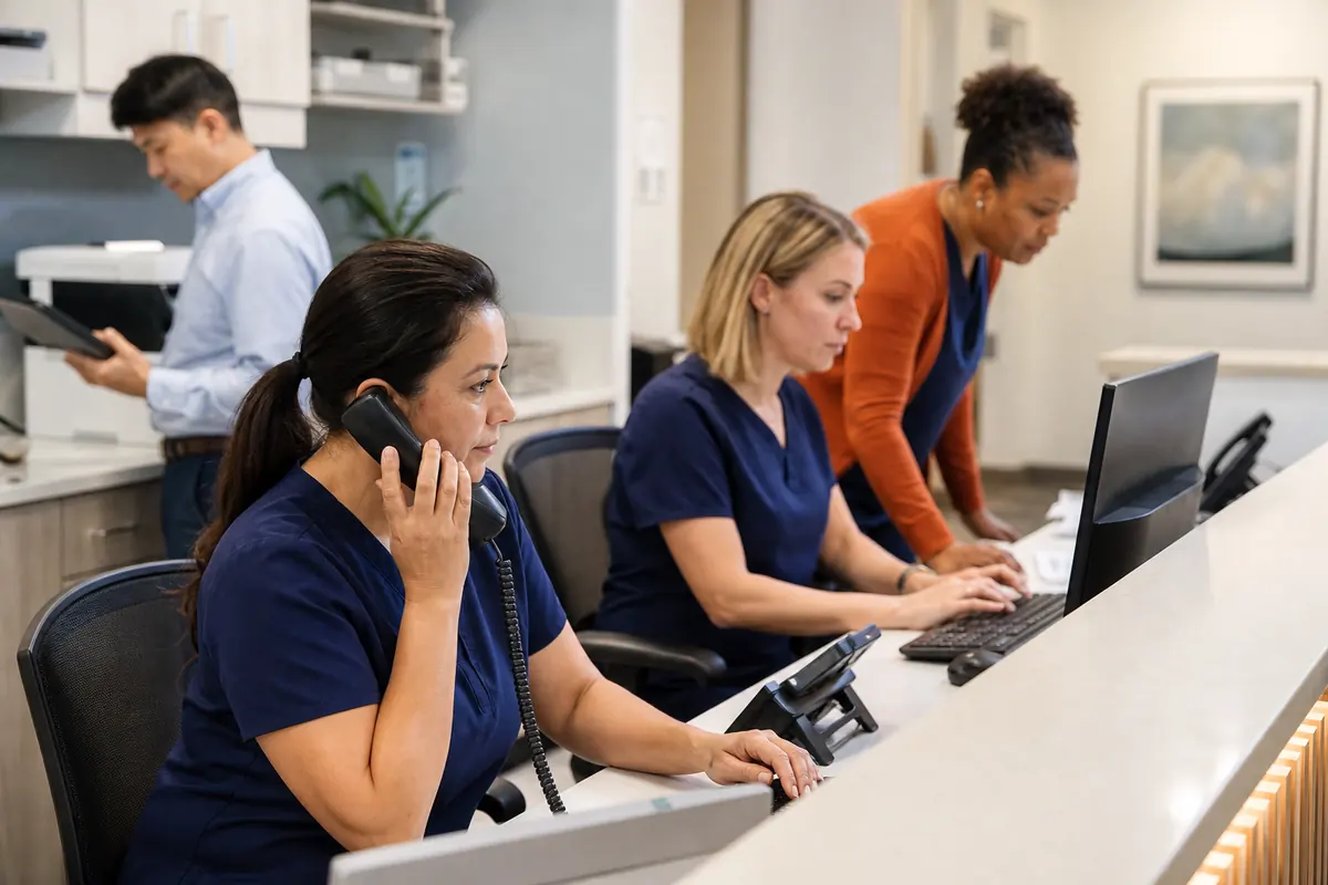 Medical practice staff testing scheduling intake and task routing workflows