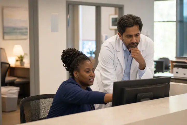 Behavioral health practice staff coordinating billing and telehealth