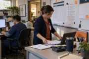 Practice administrator preparing access, testing and workflow materials for medical billing onboarding