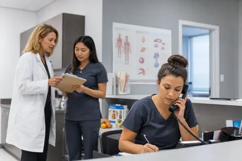 Endocrinology practice staff managing patient and billing workflows