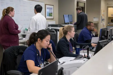 Hospital Medicine practice staff managing patient and billing workflows