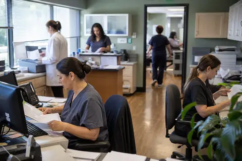 Internal Medicine practice staff managing patient and billing workflows