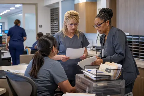 Surgery practice staff managing patient and billing workflows
